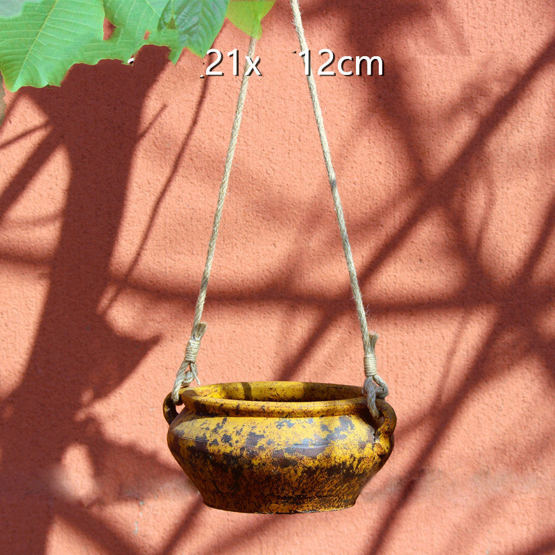 Rustic Hanging Stoneware Flower Pots Do Old Retro